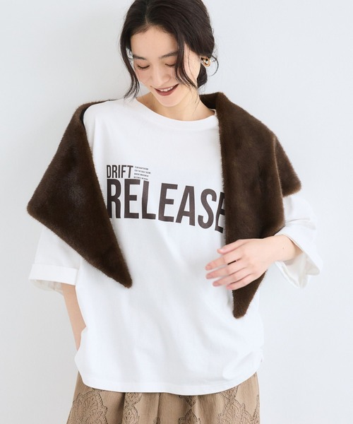BARNYARDSTORM(バンヤードストーム)の「BARNYARDSTORM / 7分袖ゆるロゴT(Tシャツ/カットソー・レディース・ホワイト/ブラウン・FREE)」の4枚目の写真
