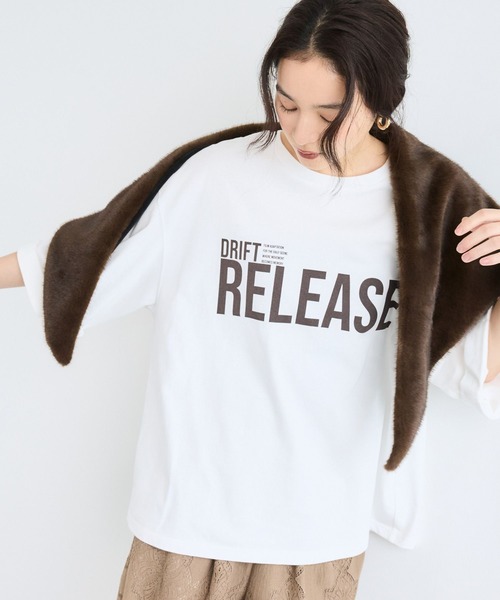 BARNYARDSTORM(バンヤードストーム)の「BARNYARDSTORM / 7分袖ゆるロゴT(Tシャツ/カットソー・レディース・ホワイト/ブラウン・FREE)」の6枚目の写真