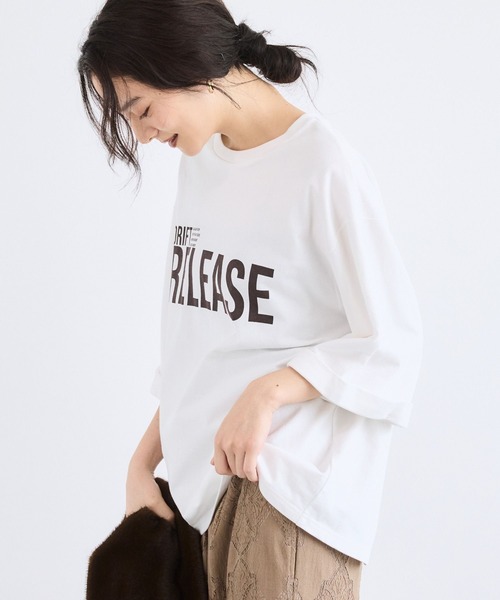 BARNYARDSTORM(バンヤードストーム)の「BARNYARDSTORM / 7分袖ゆるロゴT(Tシャツ/カットソー・レディース・ホワイト/ブラウン・FREE)」の21枚目の写真