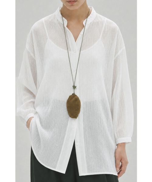 marjour(マージュール)の「COTTON CRINKLE BAND COLLAR SHIRT(シャツ/ブラウス・レディース・ブラック/オフホワイト・M)」の18枚目の写真