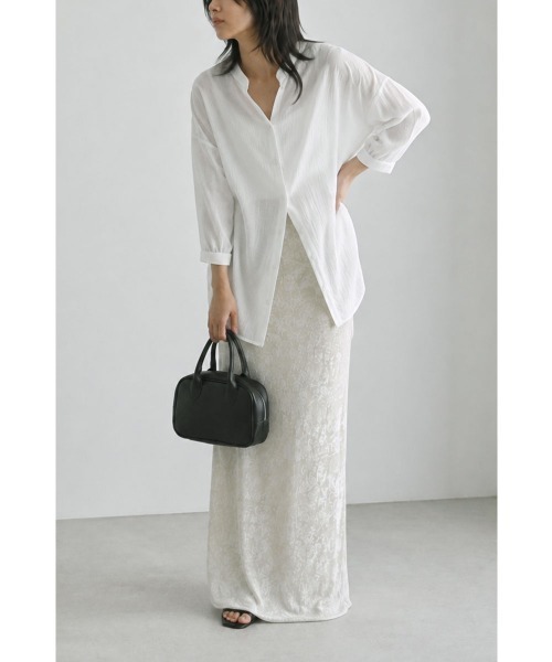 marjour(マージュール)の「COTTON CRINKLE BAND COLLAR SHIRT(シャツ/ブラウス・レディース・ブラック/オフホワイト・M)」の20枚目の写真