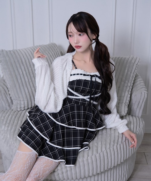 Honey Cinnamon(ハニーシナモン)の「タックワンピースセット(ワンピース・レディース・ブラック/グレー・FREE)」の6枚目の写真