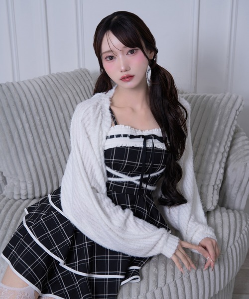 Honey Cinnamon(ハニーシナモン)の「タックワンピースセット(ワンピース・レディース・ブラック/グレー・FREE)」の7枚目の写真