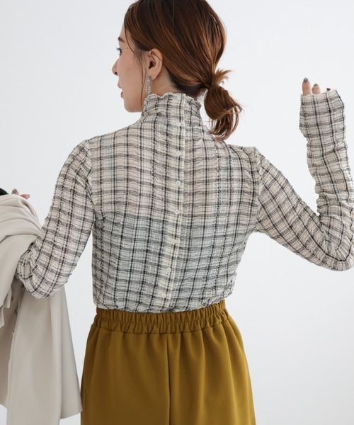 zena(ジェナ)の「前後2wayチェック柄ハイネックプルオーバー(Tシャツ/カットソー・レディース・オフホワイト/ブラック・FREE)」の11枚目の写真