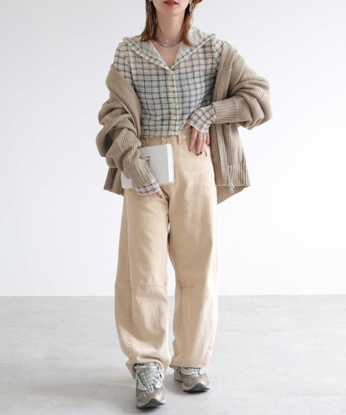 zena(ジェナ)の「前後2wayチェック柄ハイネックプルオーバー(Tシャツ/カットソー・レディース・オフホワイト/ブラック・FREE)」の12枚目の写真
