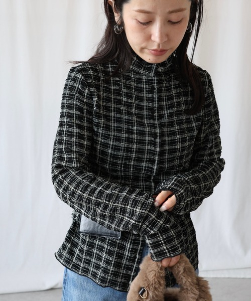 zena(ジェナ)の「前後2wayチェック柄ハイネックプルオーバー(Tシャツ/カットソー・レディース・オフホワイト/ブラック・FREE)」の20枚目の写真