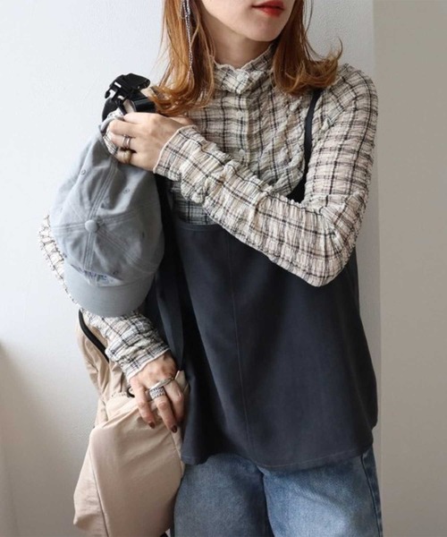 zena(ジェナ)の「前後2wayチェック柄ハイネックプルオーバー(Tシャツ/カットソー・レディース・オフホワイト/ブラック・FREE)」の8枚目の写真