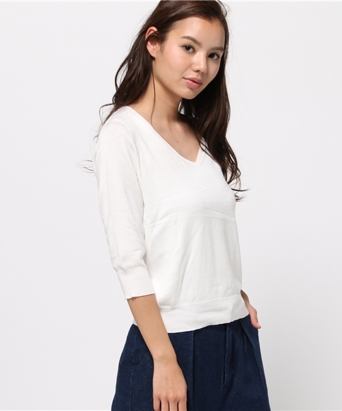 MOUSSY(マウジー)の「COZY KNIT TOPS(ニット/セーター・レディース・ネイビー/ピンク/ライトグレー/オフホワイト/ライトイエロー・FREE)」の13枚目の写真