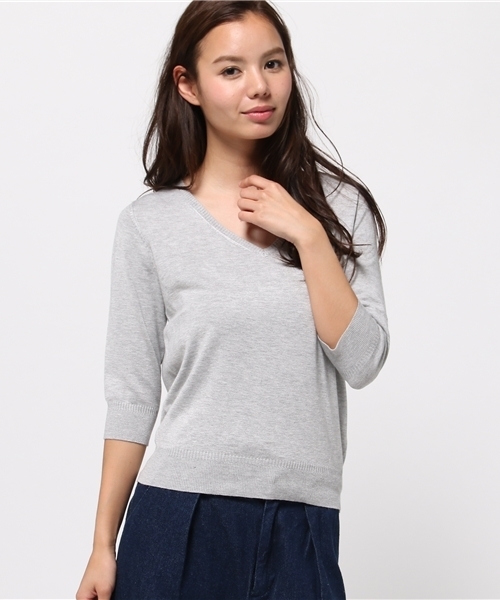 MOUSSY(マウジー)の「COZY KNIT TOPS(ニット/セーター・レディース・ネイビー/ピンク/ライトグレー/オフホワイト/ライトイエロー・FREE)」の14枚目の写真