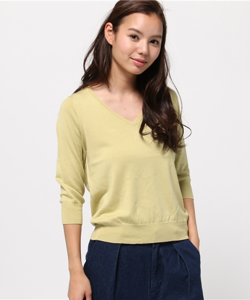 MOUSSY(マウジー)の「COZY KNIT TOPS(ニット/セーター・レディース・ネイビー/ピンク/ライトグレー/オフホワイト/ライトイエロー・FREE)」の16枚目の写真