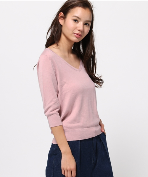 MOUSSY(マウジー)の「COZY KNIT TOPS(ニット/セーター・レディース・ネイビー/ピンク/ライトグレー/オフホワイト/ライトイエロー・FREE)」の5枚目の写真