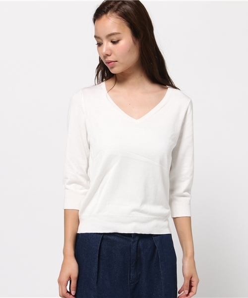 MOUSSY(マウジー)の「COZY KNIT TOPS(ニット/セーター・レディース・ネイビー/ピンク/ライトグレー/オフホワイト/ライトイエロー・FREE)」の6枚目の写真