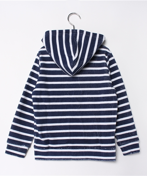 VENCEEXCHANGE（ヴァンスエクスチェンジ）の「KIDS パイルジップパーカー ボーダー総プリント（パーカー・キッズ・オフホワイト/ネイビー・130cm/140cm/120cm/150cm）」の3枚目の写真