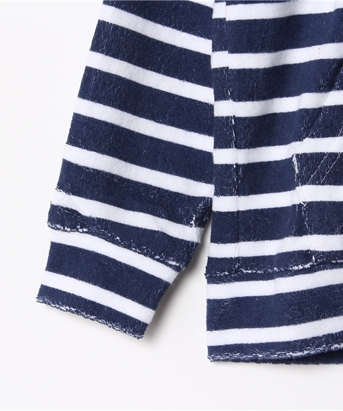 VENCEEXCHANGE（ヴァンスエクスチェンジ）の「KIDS パイルジップパーカー ボーダー総プリント（パーカー・キッズ・オフホワイト/ネイビー・130cm/140cm/120cm/150cm）」の5枚目の写真