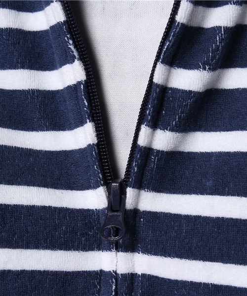 VENCEEXCHANGE（ヴァンスエクスチェンジ）の「KIDS パイルジップパーカー ボーダー総プリント（パーカー・キッズ・オフホワイト/ネイビー・130cm/140cm/120cm/150cm）」の6枚目の写真