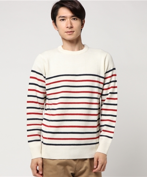 fort point（フォーポイント）の「5Ｇボーダークルーセーター（ニット/セーター・メンズ・ホワイト/ホワイト系その他/ネイビー/ブルー系その他/ブラック/ワイン・MEDIUM/LARGE/SMALL/X-LARGE）」の3枚目の写真