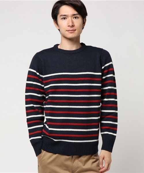 fort point（フォーポイント）の「5Ｇボーダークルーセーター（ニット/セーター・メンズ・ホワイト/ホワイト系その他/ネイビー/ブルー系その他/ブラック/ワイン・MEDIUM/LARGE/SMALL/X-LARGE）」の5枚目の写真