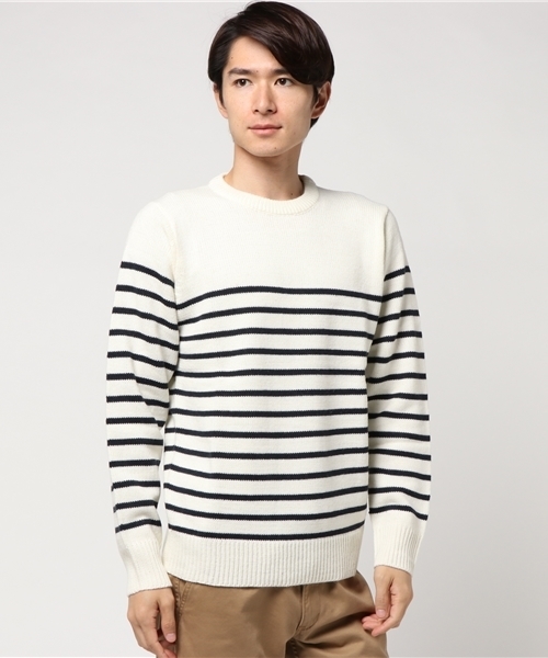 fort point（フォーポイント）の「5Ｇボーダークルーセーター（ニット/セーター・メンズ・ホワイト/ホワイト系その他/ネイビー/ブルー系その他/ブラック/ワイン・MEDIUM/LARGE/SMALL/X-LARGE）」の2枚目の写真