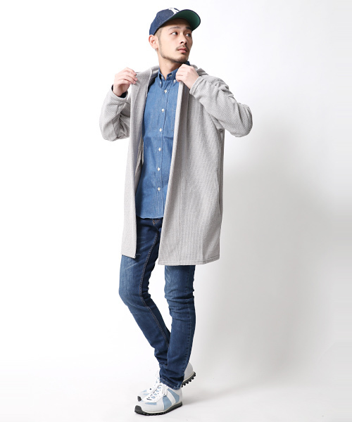 Rocky Monroe(ロッキーモンロー)の「ニットロング丈カーディガン(カーディガン/ボレロ・メンズ・グレー/ネイビー・L/M/XL)」の17枚目の写真