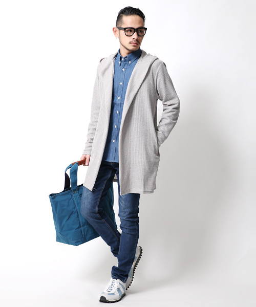 Rocky Monroe(ロッキーモンロー)の「ニットロング丈カーディガン(カーディガン/ボレロ・メンズ・グレー/ネイビー・L/M/XL)」の15枚目の写真