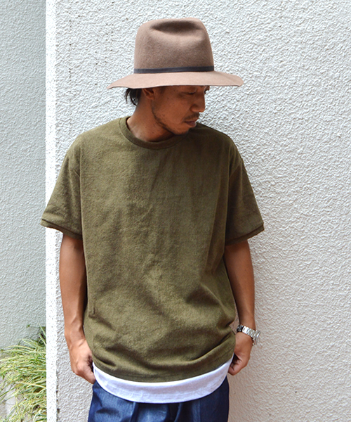 THING FABRICS(シングファブリックス)の「tHING FABRICS/シングファブリックス T-shirt (Short Pile) 今治タオル (Tシャツ/カットソー・メンズ・ホワイト/ネイビー/オリーブ/グレー/カーキ/ブラック・1/0)」の5枚目の写真