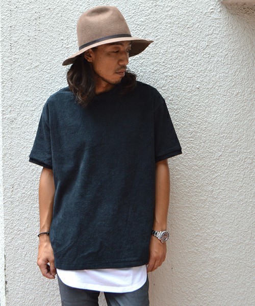 THING FABRICS(シングファブリックス)の「tHING FABRICS/シングファブリックス T-shirt (Short Pile) 今治タオル (Tシャツ/カットソー・メンズ・ホワイト/ネイビー/オリーブ/グレー/カーキ/ブラック・1/0)」の3枚目の写真