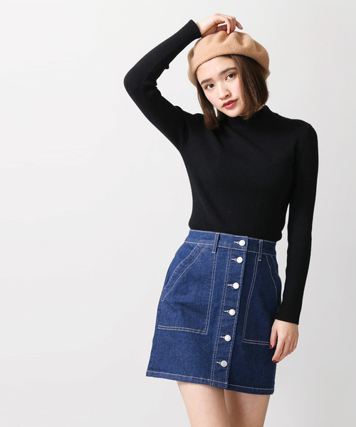 WEGO（ウィゴー）の「WEGO/前ボタンタイトミニスカート（デニム