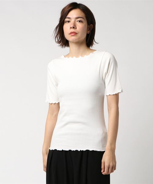 LOWRYS FARM(ローリーズファーム)の「アソートメローボートネック 796178(Tシャツ/カットソー・レディース・ホワイト/ブラック/ネイビー/ホワイト×ブラック/ホワイト×グリーン/グレー・MEDIUM/LARGE)」の18枚目の写真