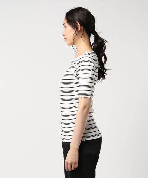 LOWRYS FARM(ローリーズファーム)の「アソートメローボートネック 796178(Tシャツ/カットソー・レディース・ホワイト/ブラック/ネイビー/ホワイト×ブラック/ホワイト×グリーン/グレー・MEDIUM/LARGE)」の8枚目の写真