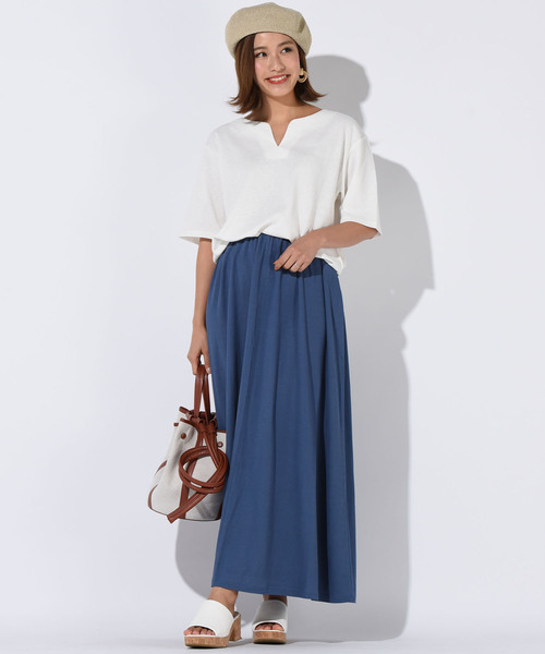 LIPSTAR(リップスター)の「スラッシュネックチュニックカットソー(Tシャツ/カットソー・レディース・オフホワイト/ブラック/ピンク/イエロー・M)」の13枚目の写真