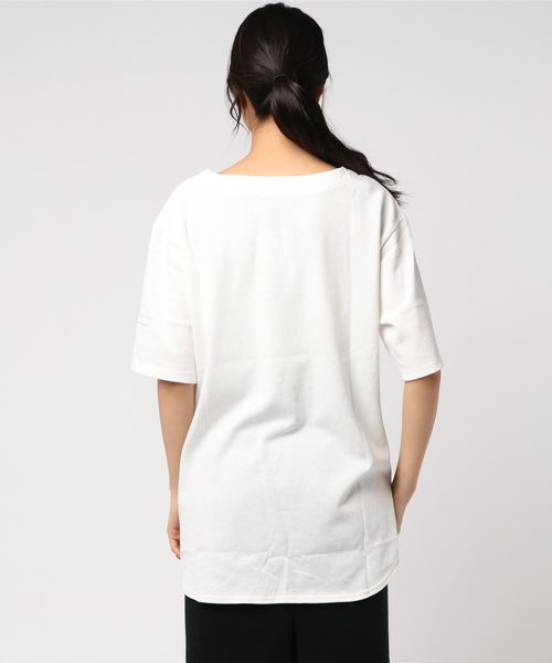 LIPSTAR(リップスター)の「スラッシュネックチュニックカットソー(Tシャツ/カットソー・レディース・オフホワイト/ブラック/ピンク/イエロー・M)」の16枚目の写真