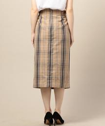 美品 6(ROKU) 21SS TRIANGLE SKIRT ニットスカート ブロックチェックタイトスカート《WINTER KNIT COLLECTION》