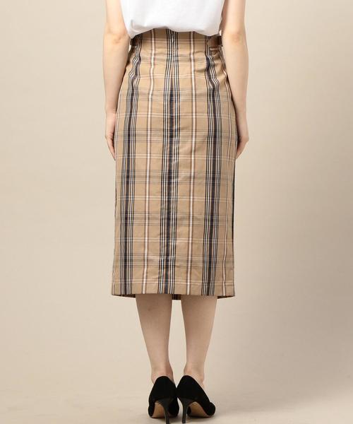 6（ロク）の「＜6(ROKU)＞COTTON LINEN CHECK TIGHT SKIRT/スカート  