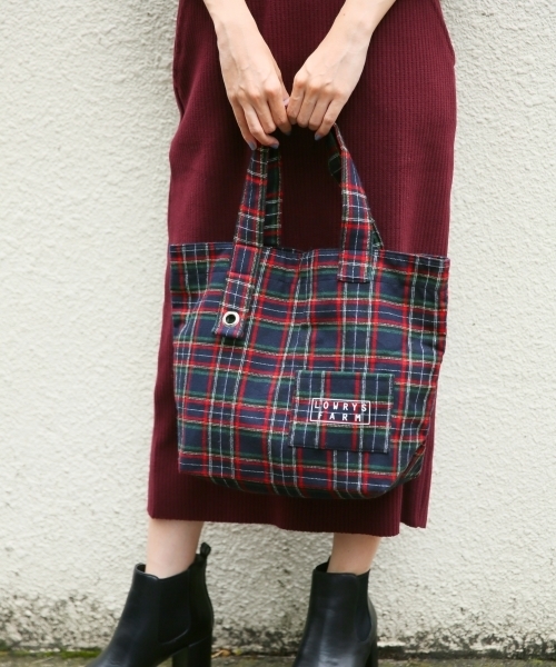 LOWRYS FARM（ローリーズファーム）の「１８ＦＷショッパーＢＡＧ　800856（トートバッグ・レディース・ネイビー/チェック/アイボリー/ブラック/ブルー・FREE）」の4枚目の写真