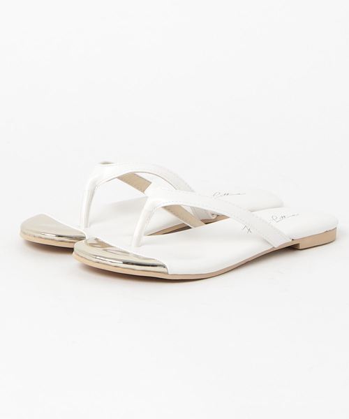 KOBE LETTUCE(コウベレタス)の「バイカラーフラットトングサンダルシューズ(サンダル・レディース・ホワイト/ミント/ブラック/その他/ストライプ・L/LL/M/S)」の8枚目の写真