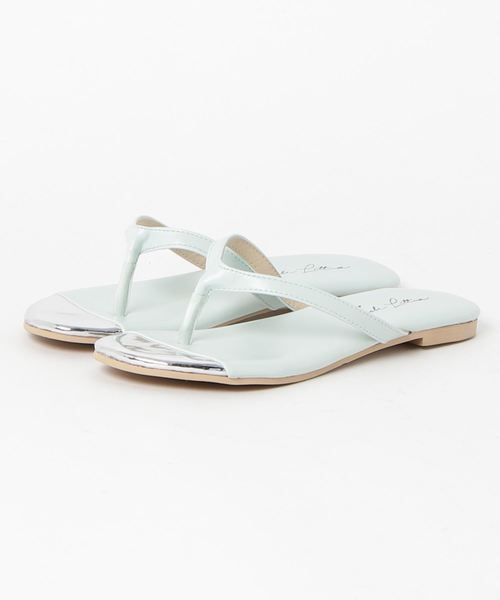 KOBE LETTUCE(コウベレタス)の「バイカラーフラットトングサンダルシューズ(サンダル・レディース・ホワイト/ミント/ブラック/その他/ストライプ・L/LL/M/S)」の9枚目の写真