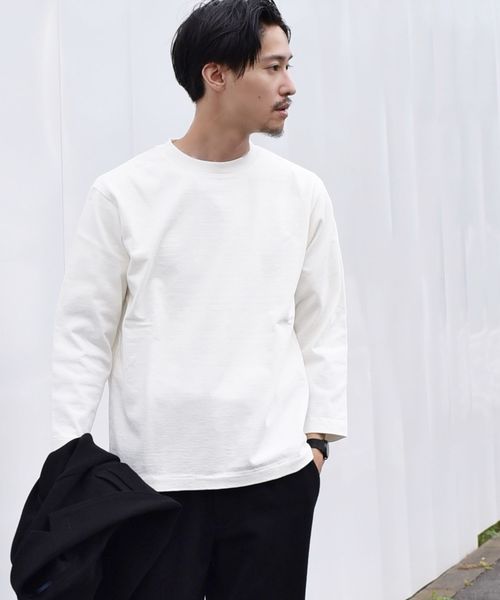 SBTRACT(サブトラクト)の「SBTRACT(サブトラクト): フリース マシン ロングスリーブ Tシャツ(Tシャツ/カットソー・メンズ・ブラック/ブルー/オフホワイト/カーキ/ピンクベージュ/ベージュ・SMALL/MEDIUM/LARGE/X-LARGE)」の2枚目の写真