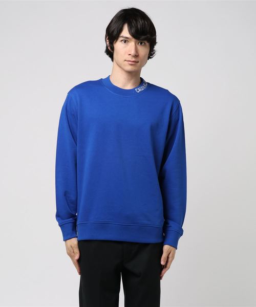 Calvin Klein Jeans(カルヴァンクラインジーンズ)の「ネック トリム プルオーバー スウェットシャツ(スウェット・メンズ・ホワイト/チャコールグレー/ブルー・SMALL/MEDIUM/LARGE/X-LARGE)」の1枚目の写真