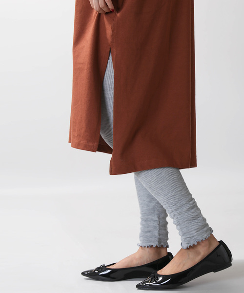 WEGO（ウィゴー）の「WEGO/レイヤードフリルリブレギンス(14分丈)（レギンス/スパッツ・レディース・ライトグレー/ブラック/キナリ・FREE）」の5枚目の写真