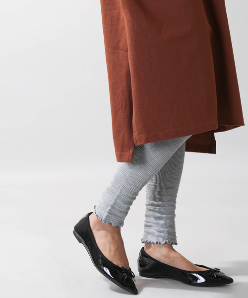 WEGO（ウィゴー）の「WEGO/レイヤードフリルリブレギンス(14分丈)（レギンス/スパッツ・レディース・ライトグレー/ブラック/キナリ・FREE）」の6枚目の写真