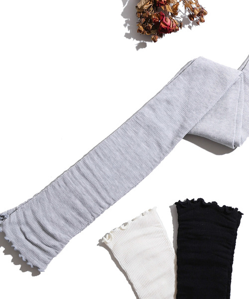 WEGO（ウィゴー）の「WEGO/レイヤードフリルリブレギンス(14分丈)（レギンス/スパッツ・レディース・ライトグレー/ブラック/キナリ・FREE）」の7枚目の写真