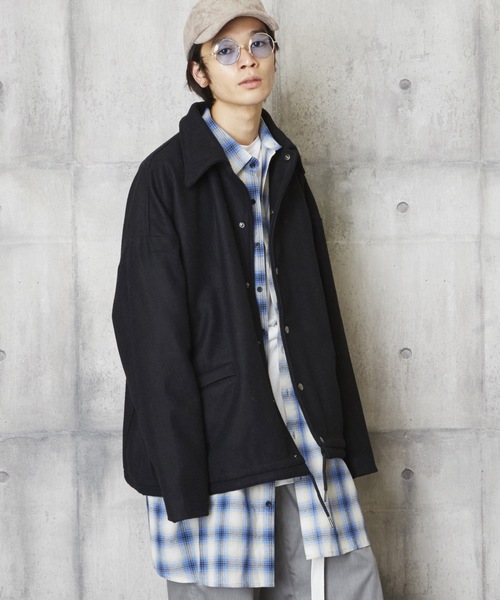 Unrelaxing アンリラクシング の オーバーサイズメルトンコーチジャケット ウールブルゾン ブルゾン Wear