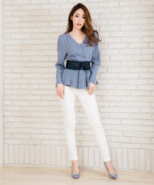 Julia Boutique(ジュリアブティック)の「フェミニンな印象に。総レースサッシュベルト/550001(ベルト・レディース・ブラック/ネイビー/ブラウン/アイボリー/ベージュ/ホワイト/ライトピンク・ONE)」の10枚目の写真