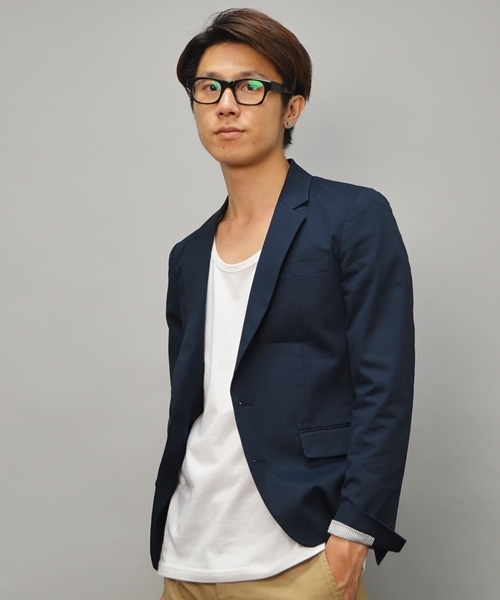 SHIPS JET BLUE（シップスジェットブルー）の「JB: コーマ/ショート2B ジャケット■（テーラードジャケット・メンズ・ベージュ/ネイビー・SMALL/MEDIUM/LARGE）」の2枚目の写真