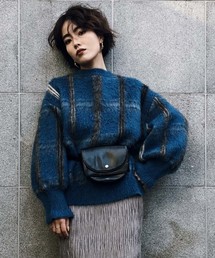 Ameri | MOHAIR STRANGE CHECK KNIT(ニット/セーター)