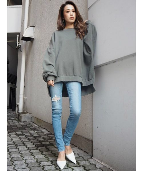 GYDA（ジェイダ）の「SIDE RIPPED スキニーデニムパンツ（デニムパンツ・レディース・ブラック/ブルー/ライトブルー・SMALL/MEDIUM/X-SMALL）」の10枚目の写真