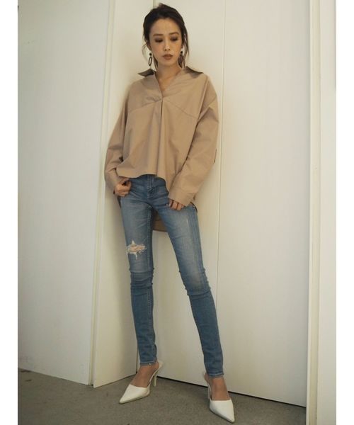 GYDA（ジェイダ）の「SIDE RIPPED スキニーデニムパンツ（デニムパンツ・レディース・ブラック/ブルー/ライトブルー・SMALL/MEDIUM/X-SMALL）」の11枚目の写真