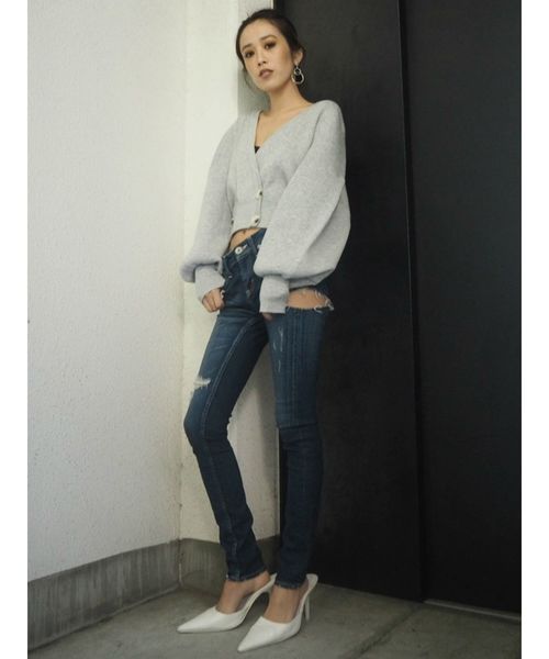 GYDA（ジェイダ）の「SIDE RIPPED スキニーデニムパンツ（デニムパンツ・レディース・ブラック/ブルー/ライトブルー・SMALL/MEDIUM/X-SMALL）」の12枚目の写真