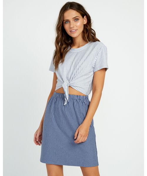 RVCA(ルーカ)の「RVCA レディース FADE OUT DRESS ワンピース/ルーカ ストライプ(ワンピース・レディース・インディゴブルー・SMALL/X-SMALL)」の1枚目の写真
