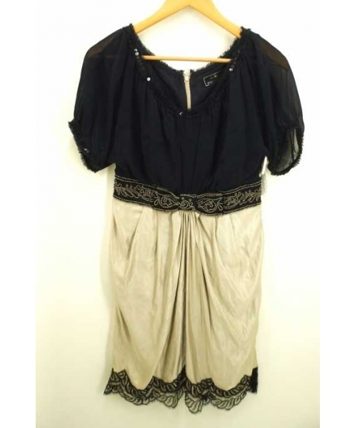 ブランド古着 異素材切替 スパンコール ウエストリボン レース シフォンワンピース ワンピース Grace Continental グレースコンチネンタル のファッション通販 Zozoused